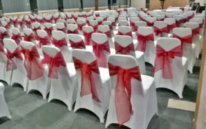 Sewa Kursi Futura Cover Putih Pita Merah